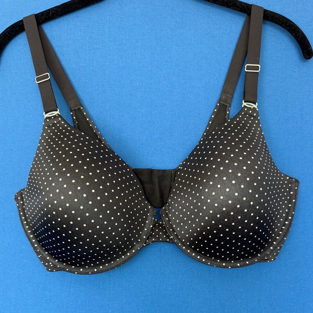 Maidenform Black Bra with White Polka Dots